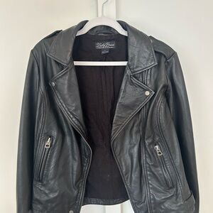 Lucky Brand Black Leather Motorcycle Jacket